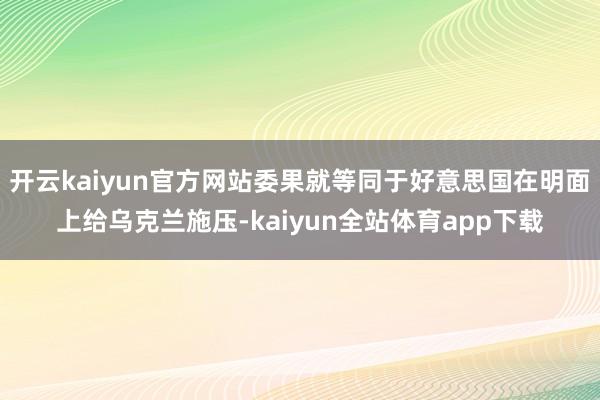 开云kaiyun官方网站委果就等同于好意思国在明面上给乌克兰施压-kaiyun全站体育app下载